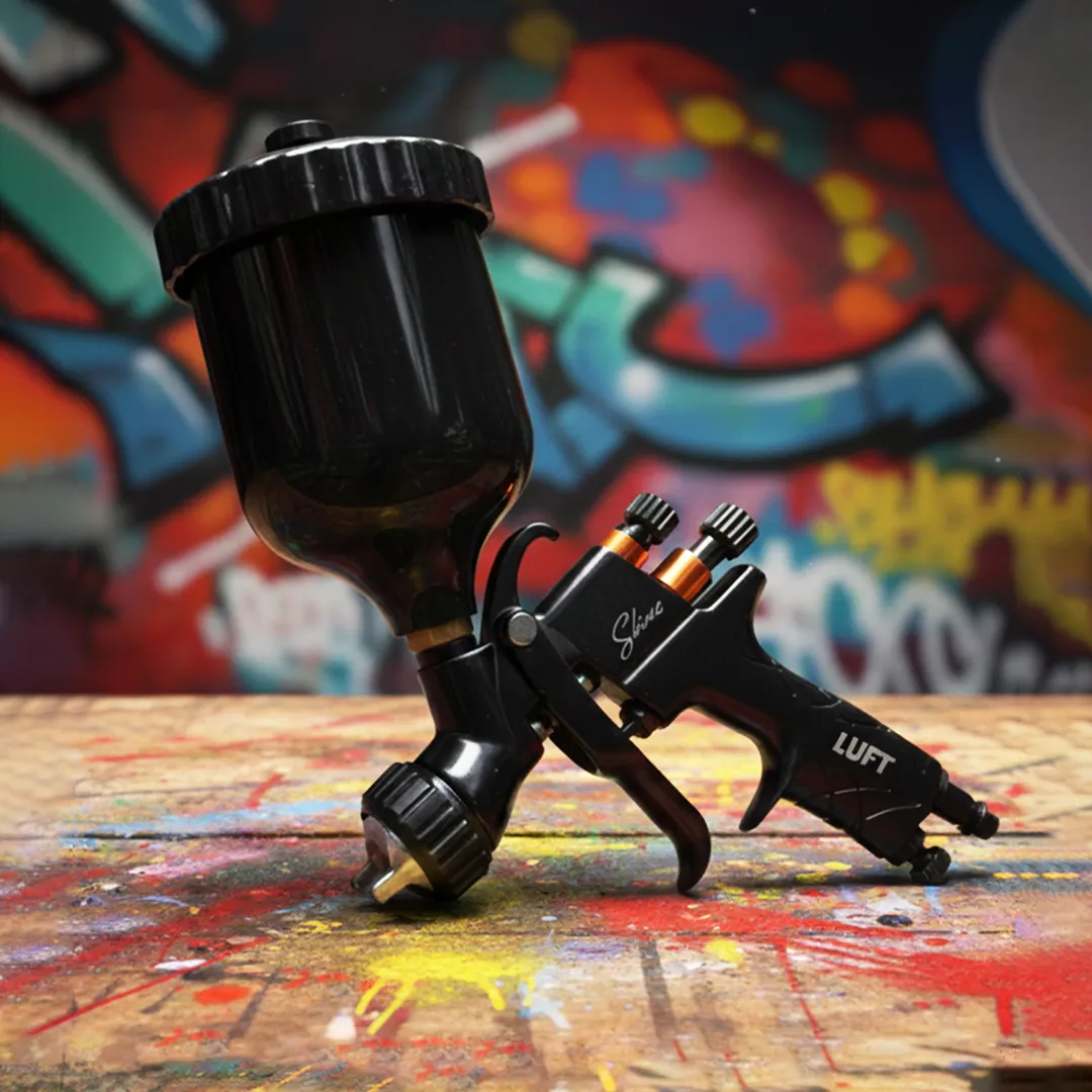 Luft Werkzeuge Luft Black Shine 1.3 mm Profesyonel Üstten Depolu Boya Tabancası - 600 ml