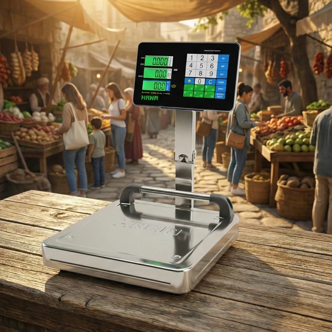 Hana Hana Airbus-LCD 150 Kg Boyunlu Dijital Terazi - Akülü Fiyat Hesaplamalı Katlanır Kantar