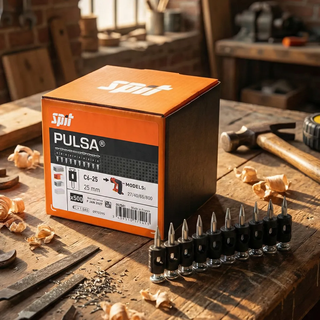 Spit Spit Pulsa C6-25 25mm Beton Çivisi ve Gaz Tüpü Seti (500 Adet Çivi + 1 Adet Gaz)