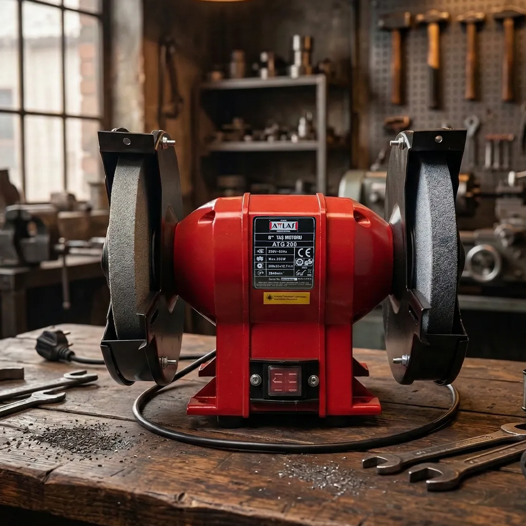 Attlas Professional ATG 200 8" Masaüstü Çark Taş Motoru (350W)