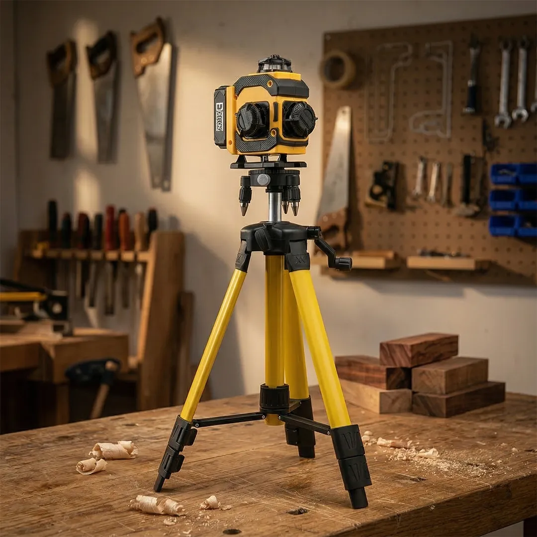 Daflong Profesyonel 16 Hatlı 4D Yeşil Lazer Hizalama Seti - Dijital Ekranlı - Çift Bataryalı - Tripodlu