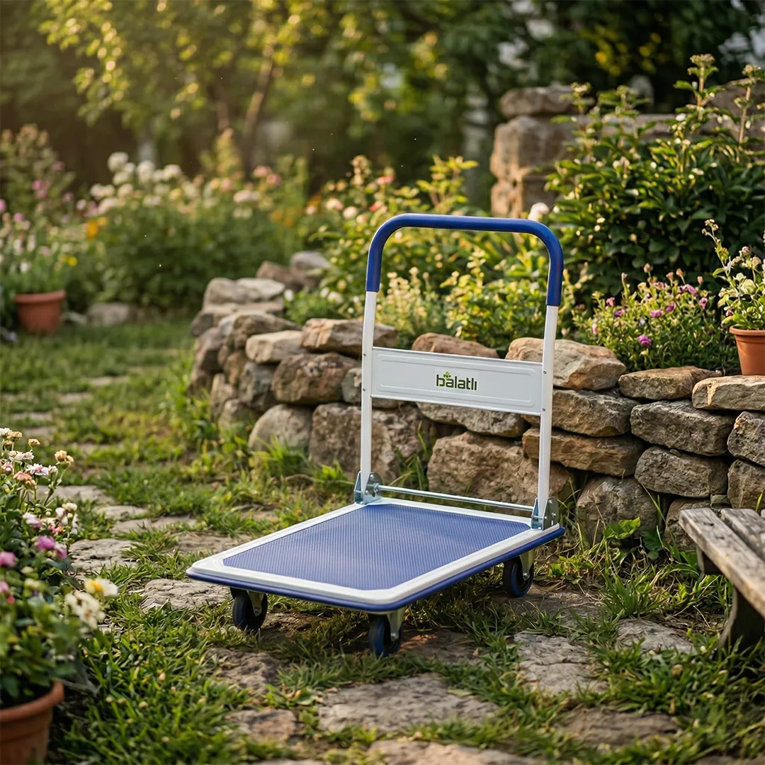 Balatlı Balatlı Katlanabilir Platform 300 KG Paket Yük Koli Taşıma Arabası 4 Tekerlekli